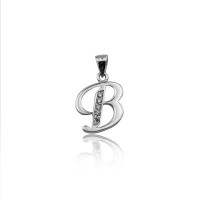 925 K Sterling Silver Personalized Letter  B Necklace
