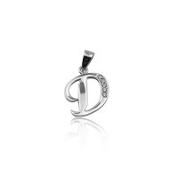925 K Sterling Silver Personalized Letter  D Necklace