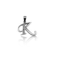 925 K Sterling Silver Personalized Letter  K Necklace