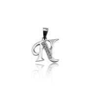 925 K Sterling Silver Personalized Letter  N Necklace