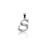 925 K Sterling Silver Personalized Letter  S Necklace
