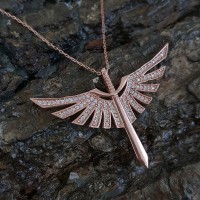 Rose Gold Plated 925K Silver Sword Blade Necklace
