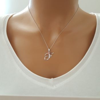 925 K Sterling Silver Personalized Letter  F Necklace