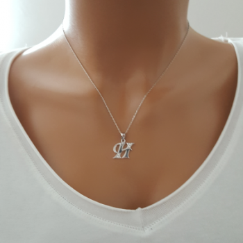 925 K Sterling Silver Personalized Letter  H Necklace