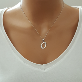 925 K Sterling Silver Personalized Letter  O Necklace
