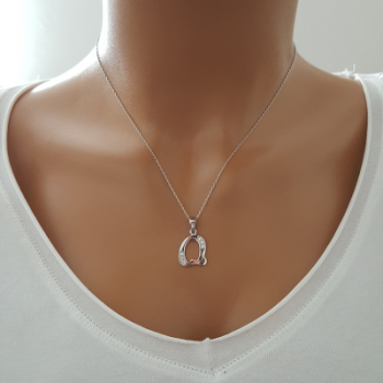 925 K Sterling Silver Personalized Letter  Q Necklace