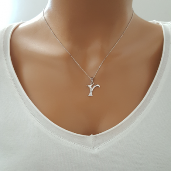 925 K Sterling Silver Personalized Letter  Y Necklace